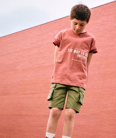 CategoryModel (8825715523726@5)  - pink organic cotton boy's short-sleeved t-shirt with message