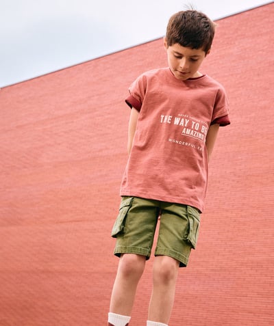 CategoryModel (8821761507470@9206)  - pink organic cotton boy's short-sleeved t-shirt with message