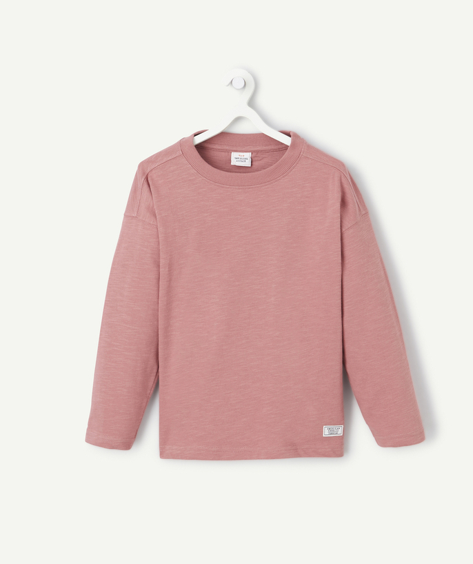   - boy's long-sleeved t-shirt in pink organic cotton