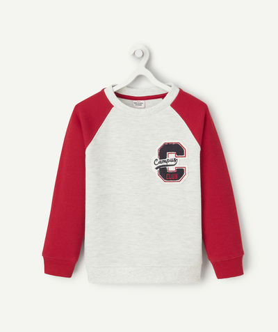 CategoryModel (8821761441934@2226)  - t-shirt manches longues garçon en fibres recyclées gris chiné et rouge