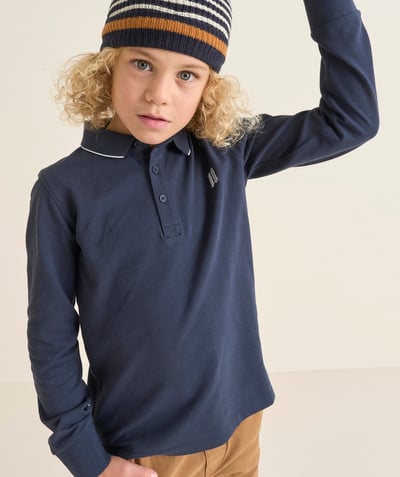 CategoryModel (8824896946318@575)  - navy blue boy's long-sleeved polo shirt with embroidered skateboards