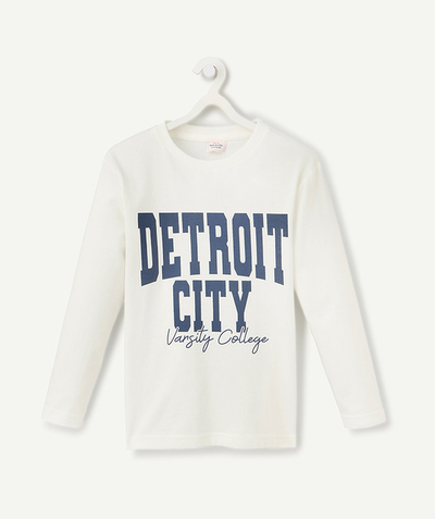 CategoryModel (8821764522126@5302)  - white organic cotton boy's long-sleeved t-shirt with detroit message