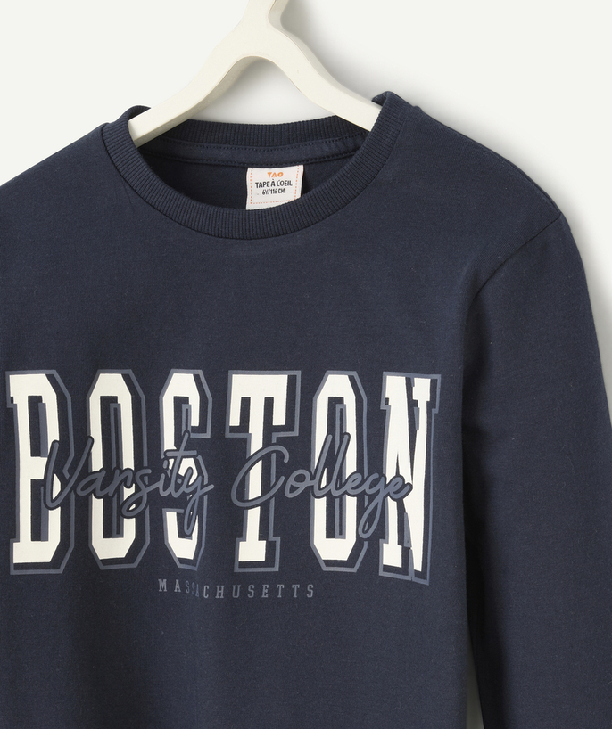   - t-shirt manches longues garçon en coton bio thème boston 