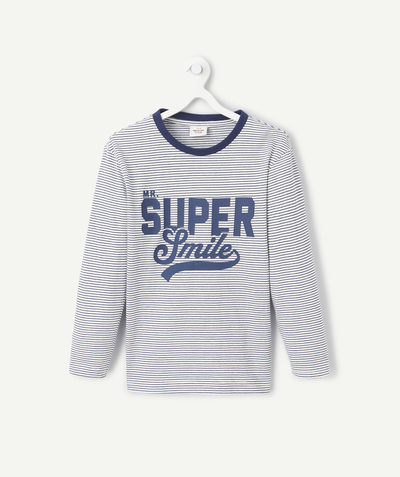 CategoryModel (8821761507470@9206)  - long-sleeved t-shirt for boys in blue striped organic cotton