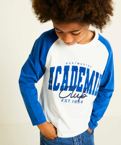 CategoryModel (8821761441934@2226)  - long-sleeved t-shirt for boys in blue and white organic cotton