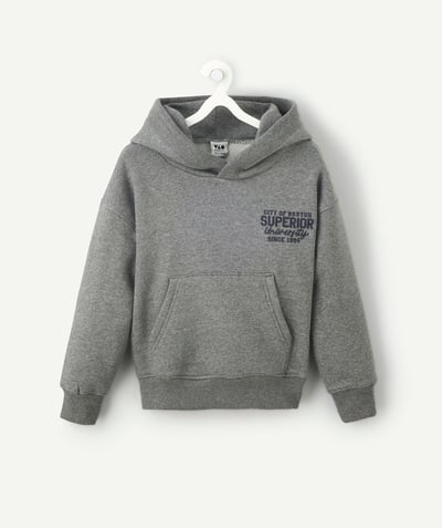 CategoryModel (8821761015950@2891)  - Sweat garçon à capuche et imprimé gris chiné