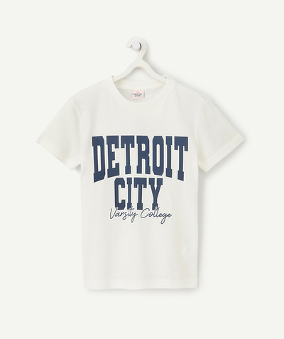 CategoryModel (8821764522126@5302)  - white organic cotton boy's short-sleeved t-shirt with detroit message