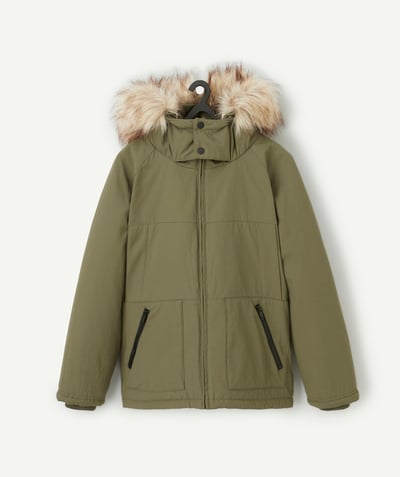 CategoryModel (8821766258830@3455)  - parka garçon kaki et capuche imitation fourrure amovible