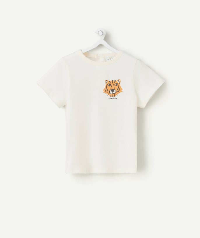   - baby boy short-sleeved t-shirt in organic cotton with tiger motif