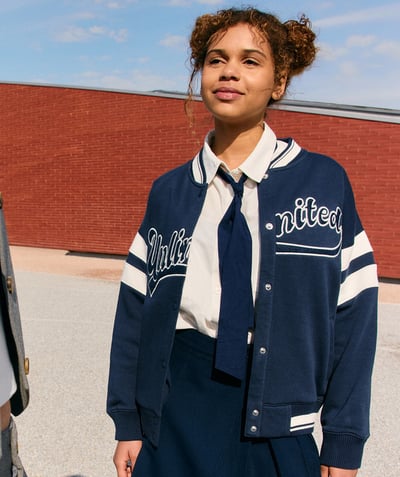 CategoryModel (8821764882574@299)  - recycled-fiber girl's teddy jacket navy blue campus theme