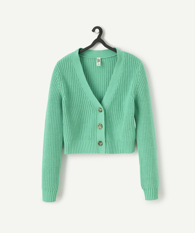 CategoryModel (8821758656654@396)  - girl's knitted cardigan in recycled fibres green