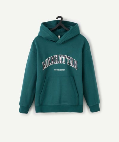 CategoryModel (8821761900686@849)  - sweat à capuche garçon en fibres recyclées vert forêt thème campus