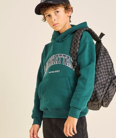 CategoryModel (8825682821262@6)  - boy's recycled fiber hoodie forest green campus theme