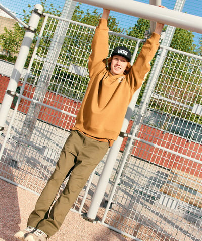 CategoryModel (8821761015950@2437)  - sweat à capuche manches longues garçon en fibres recyclées marron avec message skate