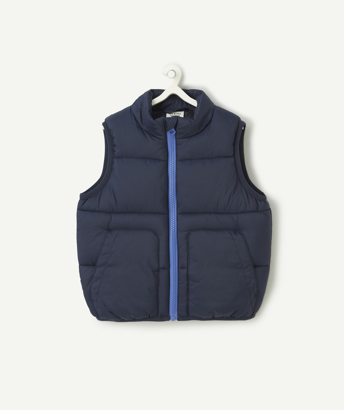   - baby boy sleeveless down jacket in recylclic padding navy blue