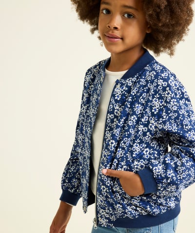 CategoryModel (8821761573006@30866)  - girl's recycled fiber bombers jacket blue white floral print