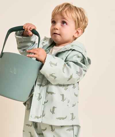 CategoryModel (8825487884430@8)  - waterproof baby boy oilskin in green recycled fibers and crocodile print