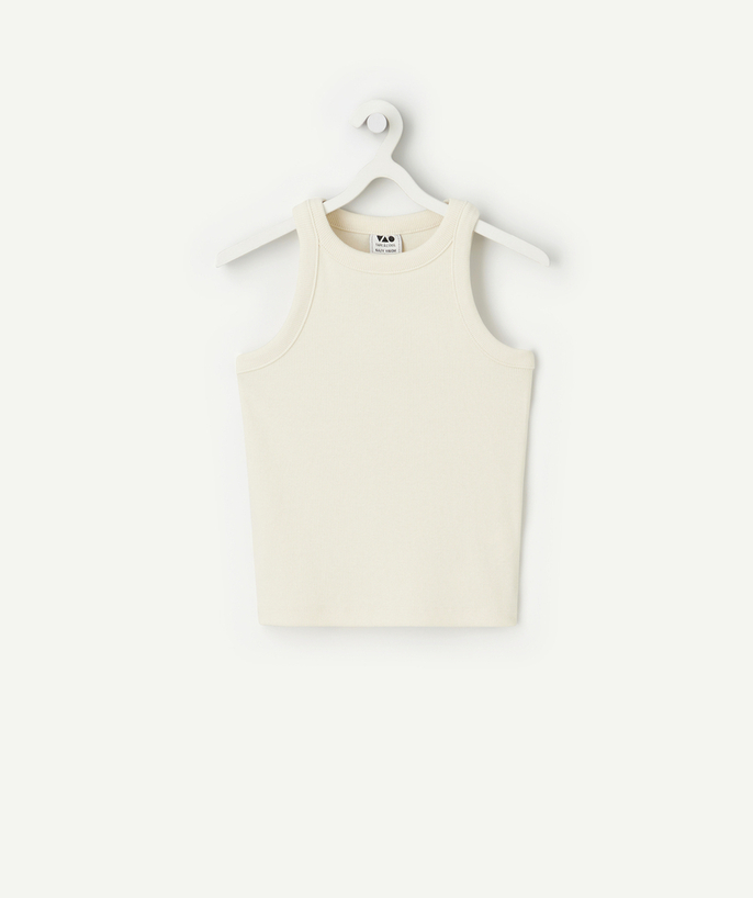   - girl's organic cotton ribbed tank top ecru