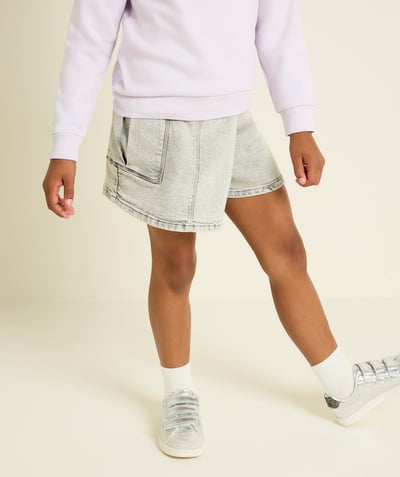 CategoryModel (8825060229262@31927)  - jupe short fille en denim low impact gris plissée