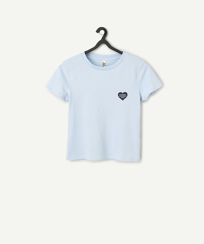 CategoryModel (8825060491406@150)  - t-shirt manches courtes fille en coton bio bleu ciel