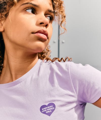 CategoryModel (8825060491406@150)  - t-shirt manches courtes en coton bio couleur lilas motif love