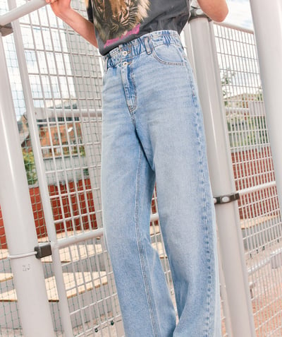 CategoryModel (8825715490958@9)  - Girl's wide-leg pants in low-impact denim with elastic waistband