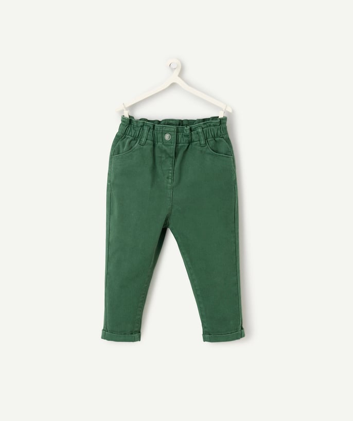   - baby girl relax pants in green recycled fibers