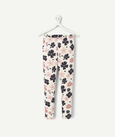 CategoryModel (8821761573006@30518)  - Pink and blue organic cotton flower print leggings for girls