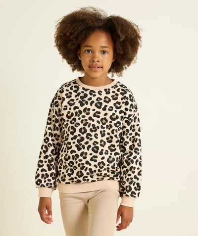 CategoryModel (8824667603086@463)  - long-sleeved leopard print sweatshirt for girls in beige recycled fibers