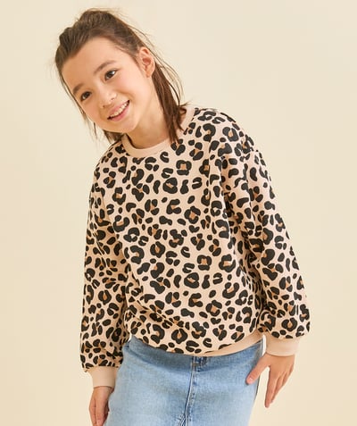 CategoryModel (8821759639694@6096)  - long-sleeved leopard print sweatshirt for girls in beige recycled fibers