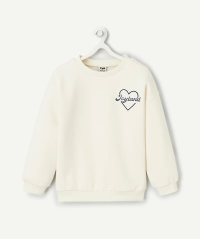CategoryModel (8821759639694@6096)  - girl's long-sleeved sweatshirt in ecru recycled fibers with joyland message