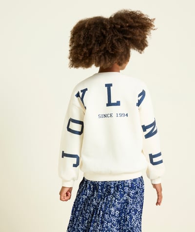 CategoryModel (8821761573006@30770)  - girl's long-sleeved sweatshirt in ecru recycled fibers with joyland message