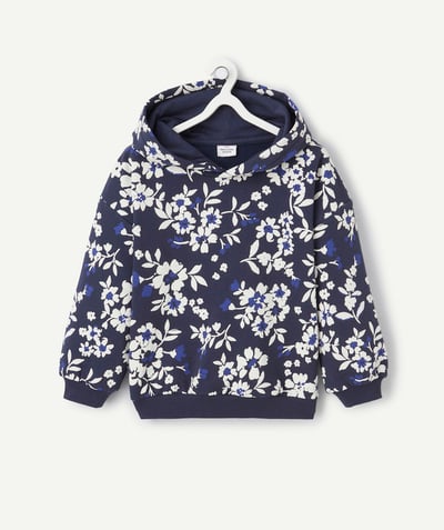 CategoryModel (8821758689422@539)  - girl's recycled fiber hoodie navy blue floral print