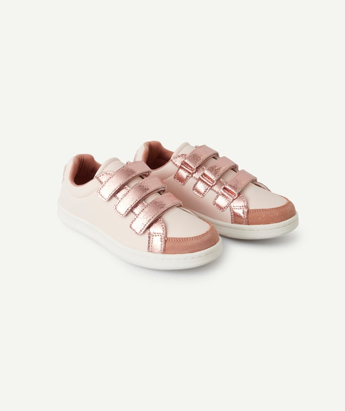   - pink and pink metallic low-top sneakers for girls