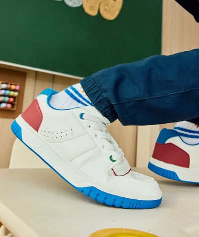 CategoryModel (8821762261134@706)  - white, blue and burgundy boy's lace-up sneakers