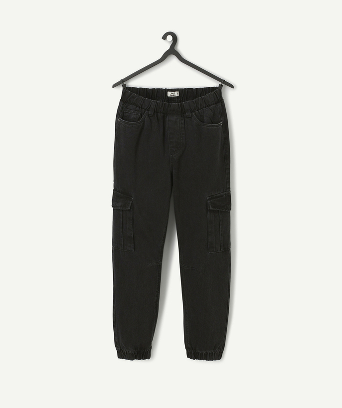   - garçon cargo pants in black denim low impact