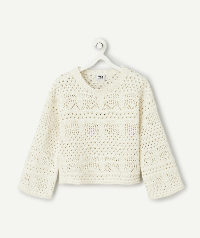   - girl's openwork sweater ecru