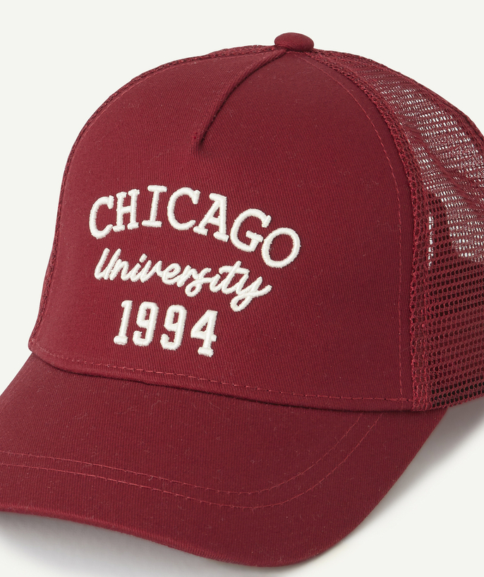   - boy's cap burgundy chicago theme university