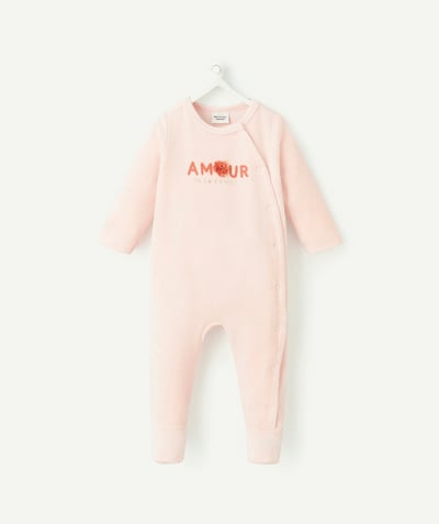 CategoryModel (8821750988942@1988)  - dors bien bébé fille en coton bio en velours rose pâle