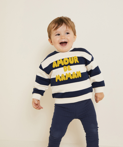CategoryModel (8825060098190@26241)  - recycled fiber baby boy sweatshirt with stripes theme mommy's love