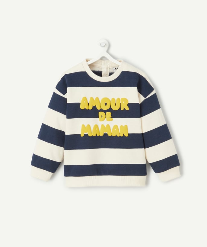   - recycled fiber baby boy sweatshirt with stripes theme mommy's love