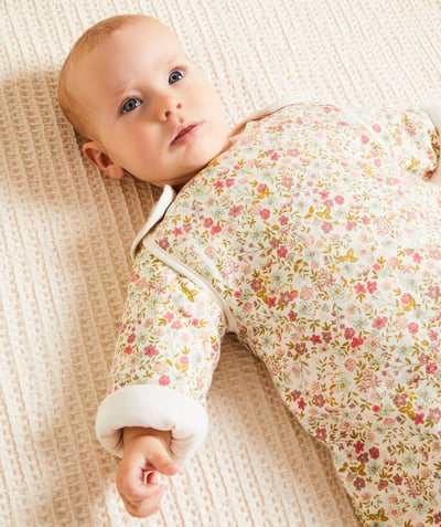CategoryModel (8821752922254@56)  - turbulette bébé fille en coton bio écru imprimé à fleurs