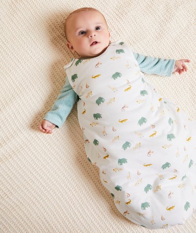 CategoryModel (8821751251086@96)  - baby boy sleeping bag in animal print organic cotton ecru