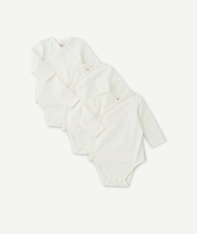 CategoryModel (8821750956174@171)  - set of 3 ecru organic cotton bodysuits