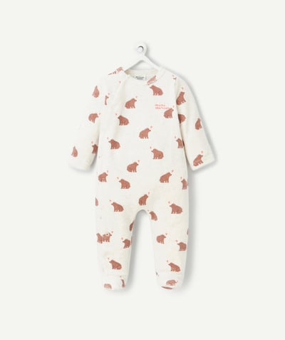 CategoryModel (8821750825102@451)  - Organic cotton and velvet teddy bear print baby boy sleep set