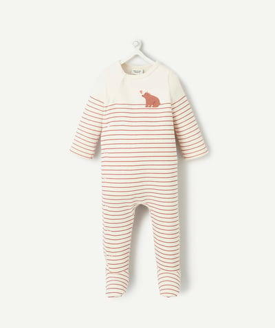 CategoryModel (8821755576462@7031)  - well baby back in ecru brown striped recycled fibres with little bear motif