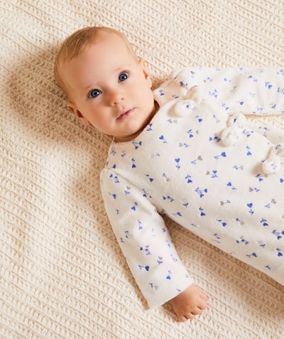CategoryModel (8821753086094@7776)  - dors bien bébé fille en coton bio tout doux imprimé petites fleurs bleues