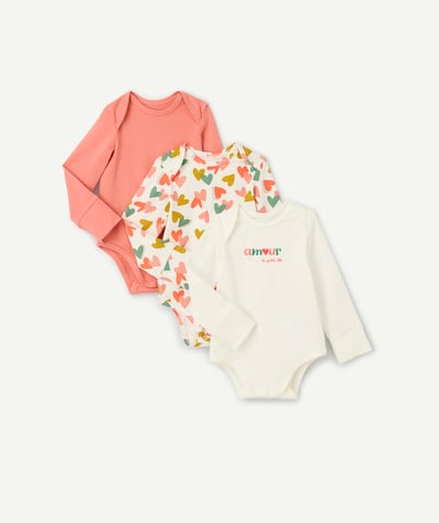 CategoryModel (8821753217166@5754)  - set of 3 organic cotton bodysuits printed with colorful hearts and messages