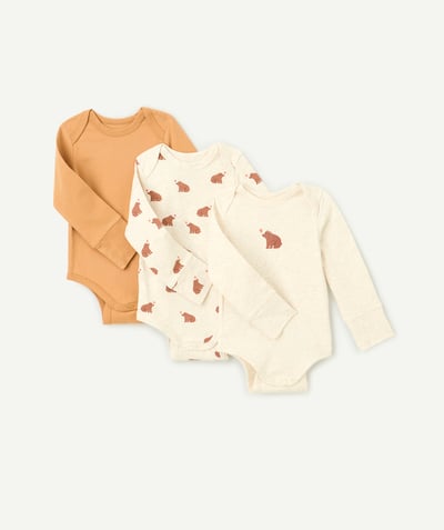 CategoryModel (8821755871374@423)  - set of 3 plain and printed long-sleeved baby boy bodysuits