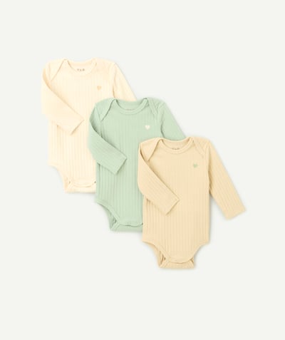 CategoryModel (8821753315470@369)  - set of 3 plain and ribbed organic cotton bodysuits for boys
